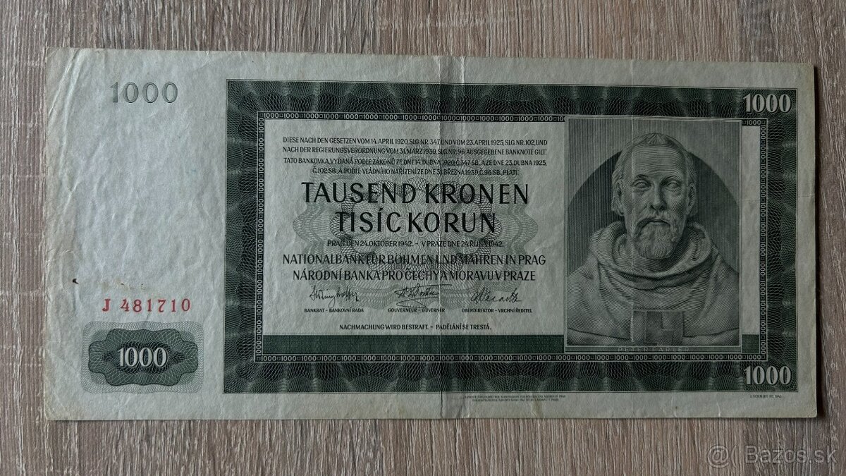 Bankovky Protektorát ČaM Neperforované UNC/aUnc