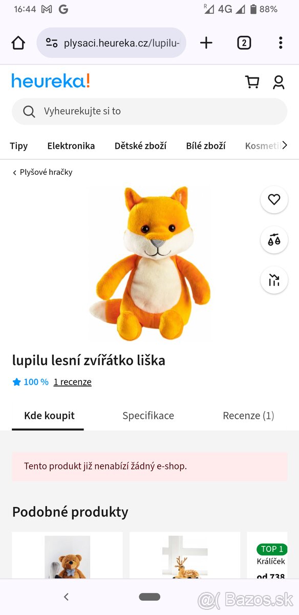 Kupim - Plysova hracka Líška / Lupilu Liska z Lidl