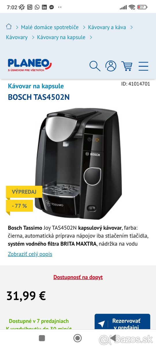 Nový kávovar  bosch tassimo tas4502n