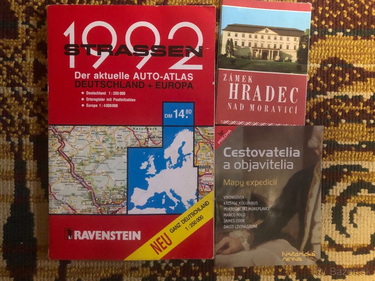 Retro mapa Nemecko a Európa 1992 a iné