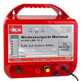 DEMA Elektrický ohradník 12 V 2,5 J do 10000 V Mammut A1200