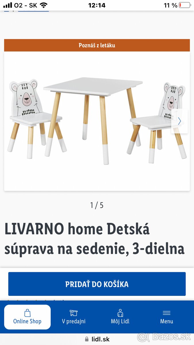 Stôl a 2 stoličky (Lidl)