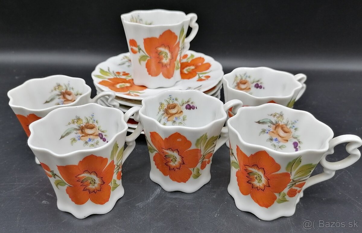 Šálky s podšálkami, porcelán