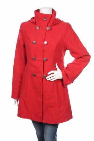 Jarný prechodný červený kabát s kapucňou - veľkosť XL