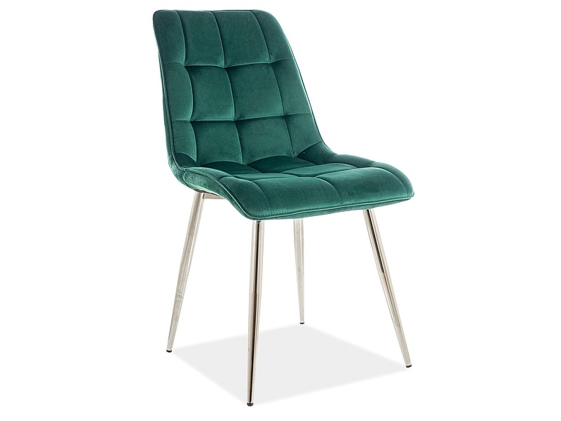 Jedálenská stolička CHIC VELVET chrómová konštrukcia / zelen