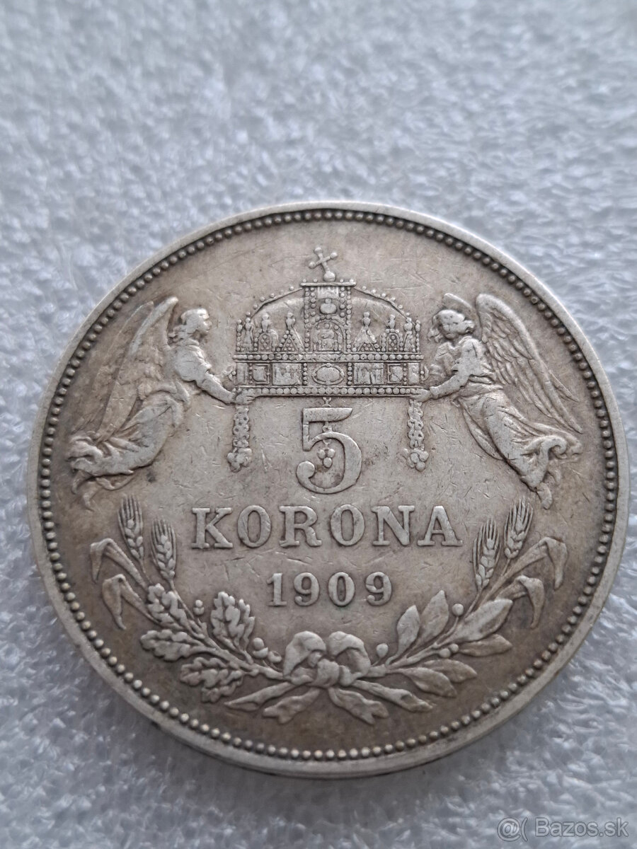Strieborna 5 Koruna 1909 KB