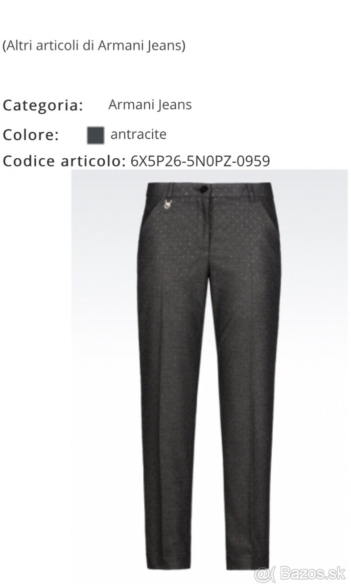 Armani nohavice antracit M