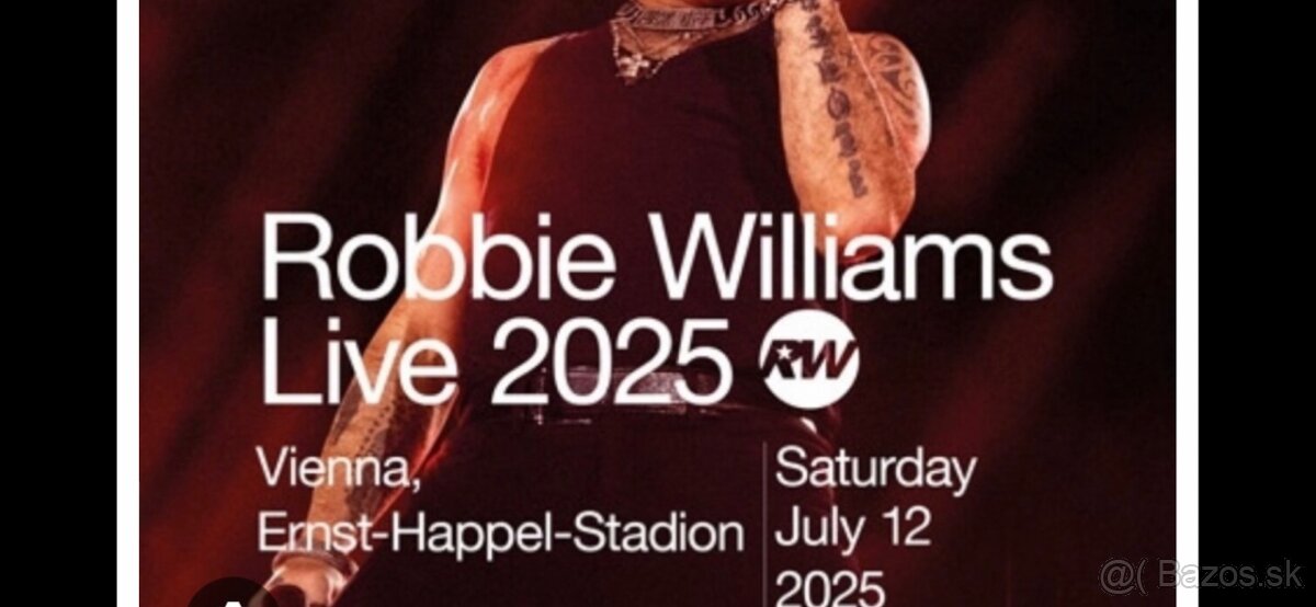 Predám 4 lístky na koncert Robbie Williams  -Viedeň