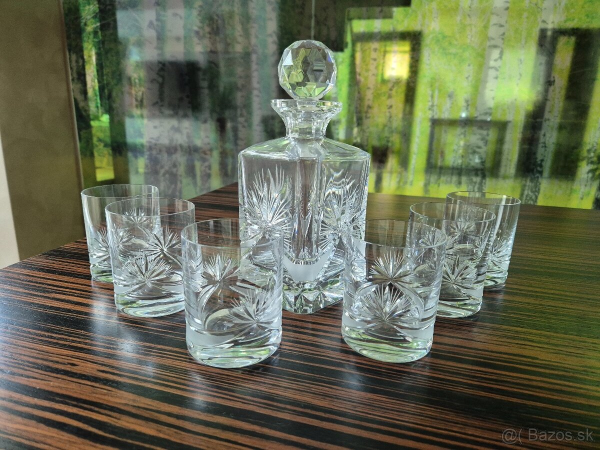 Krištáľový brúsený karafa set