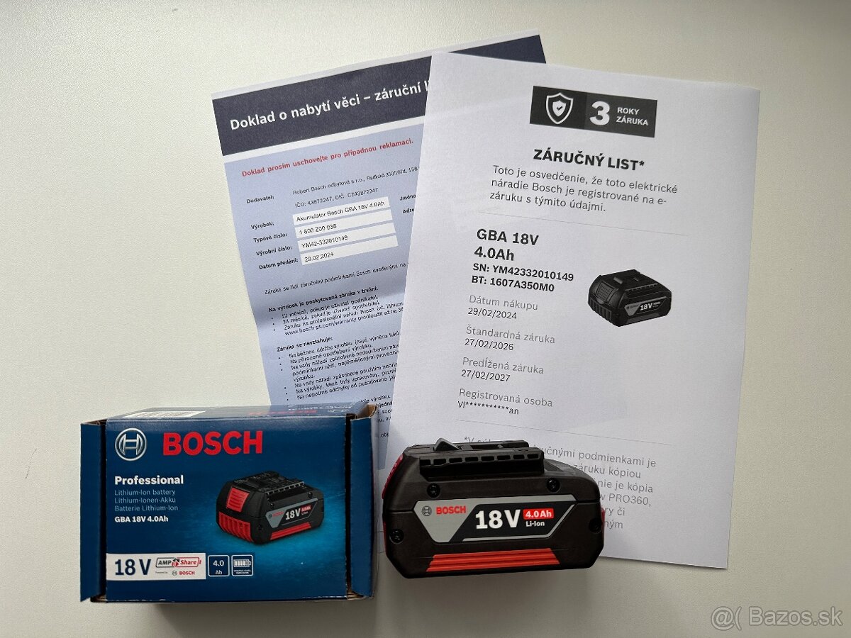 Bateria Bosch Professional GBA 18V 4.0Ah
