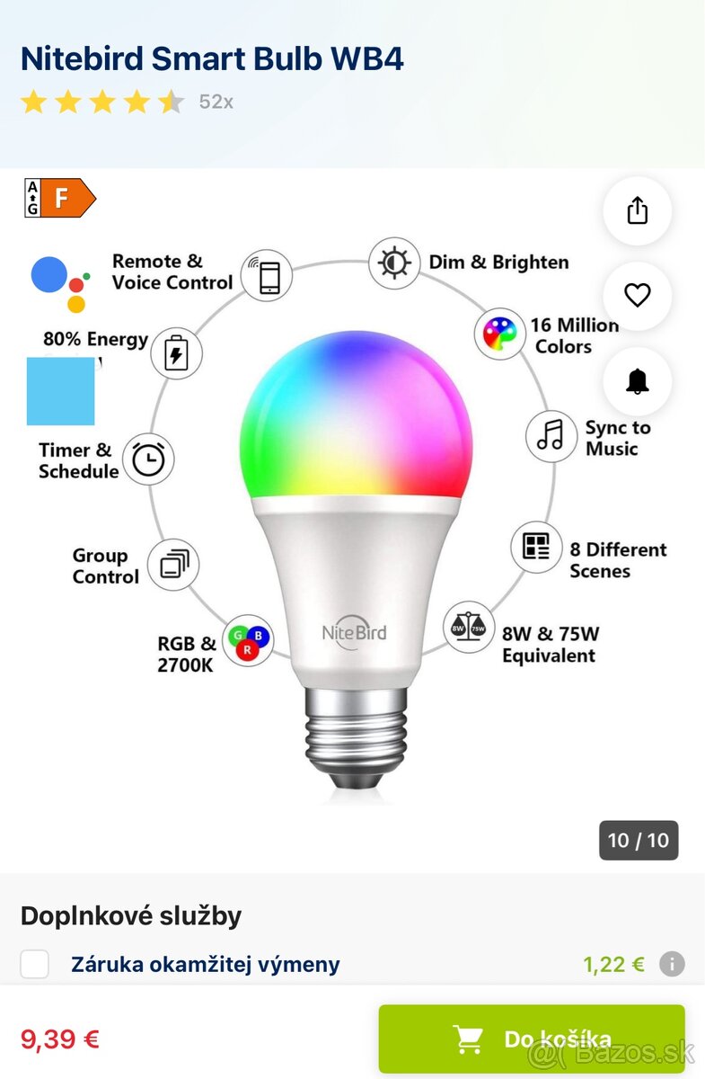 Nitebird LED wifi smart žiarovka 2ks