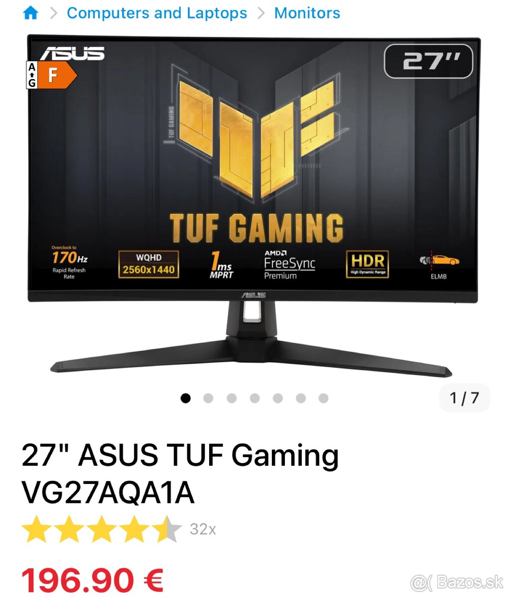 Monitor 27" ASUS TUF Gaming VG27AQA1A