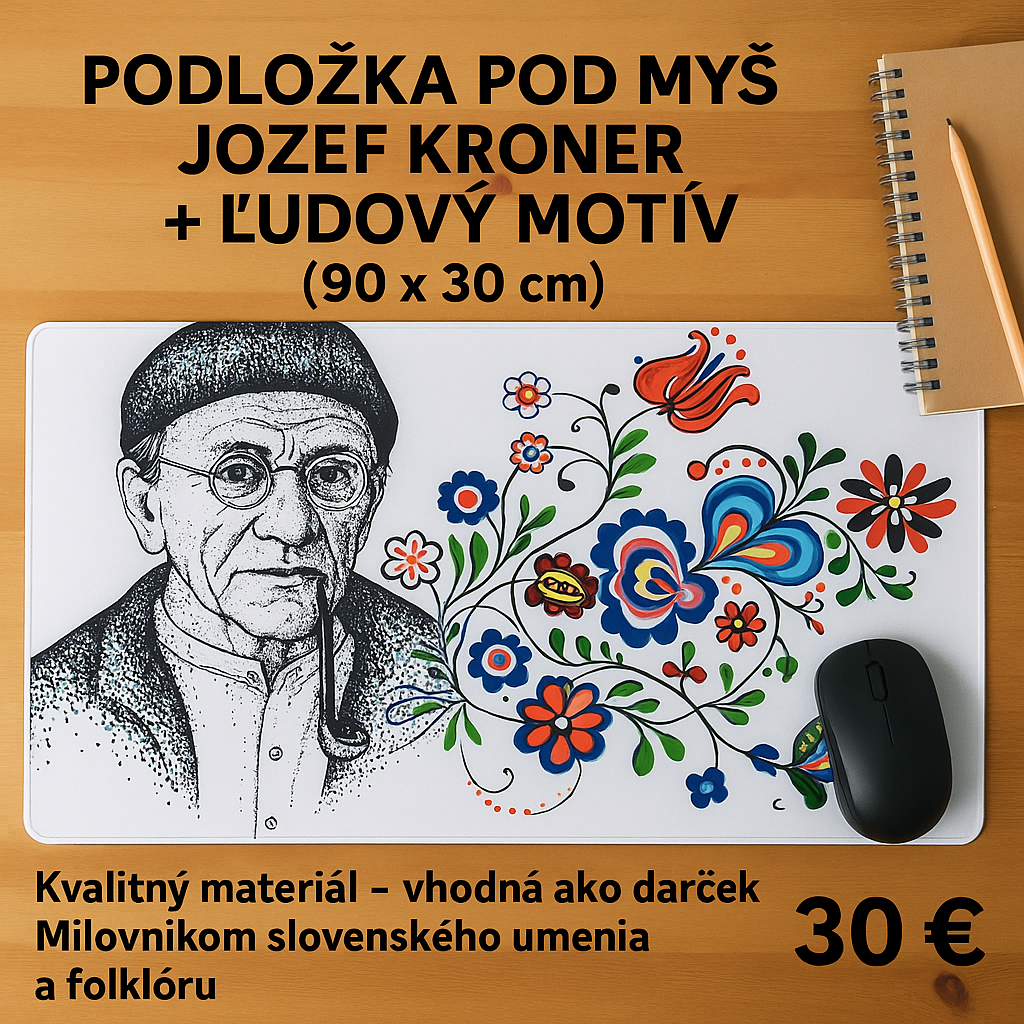 Podložka pod myš Jozef Kroner + ľudový motív (90x30 cm)
