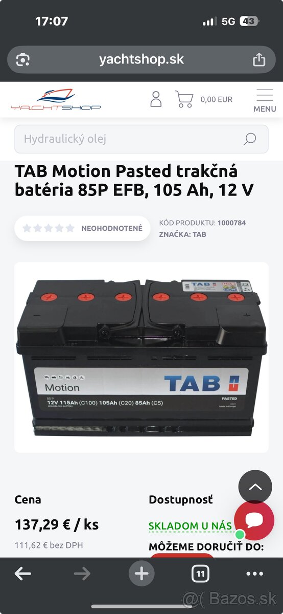 Predám trakčnú baterku 12v 115Ah