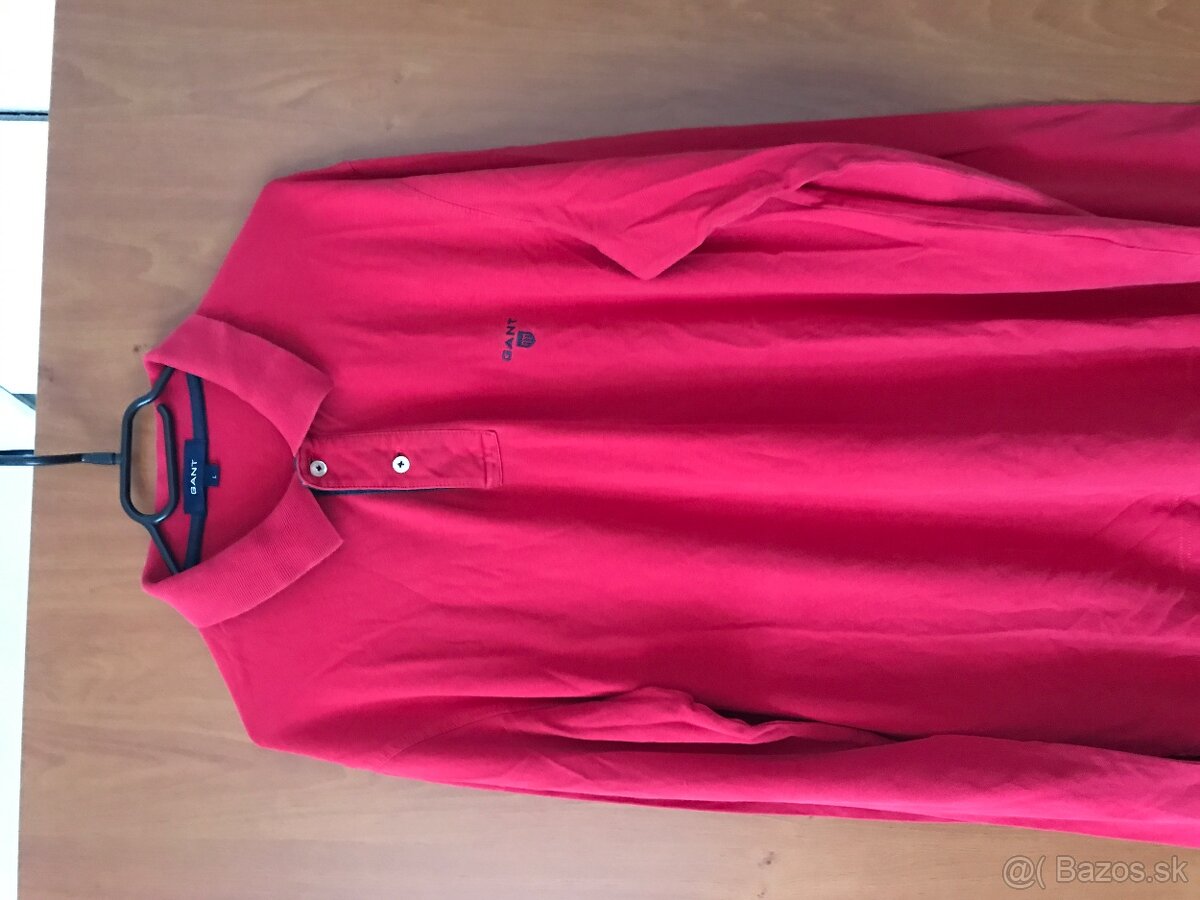 GANT originál Red pánske polotricko dlhy rukav L/XL
