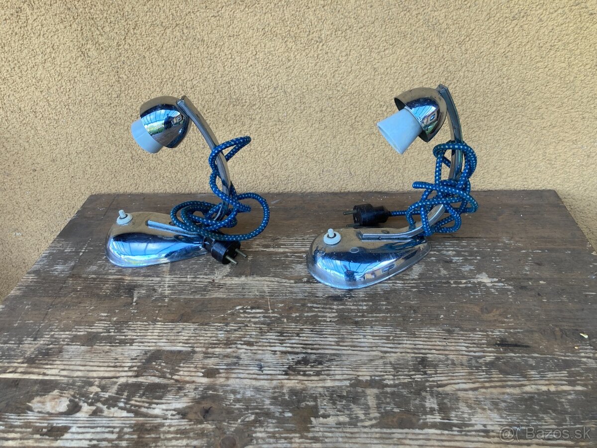 2x stará stolní lampička - chrom