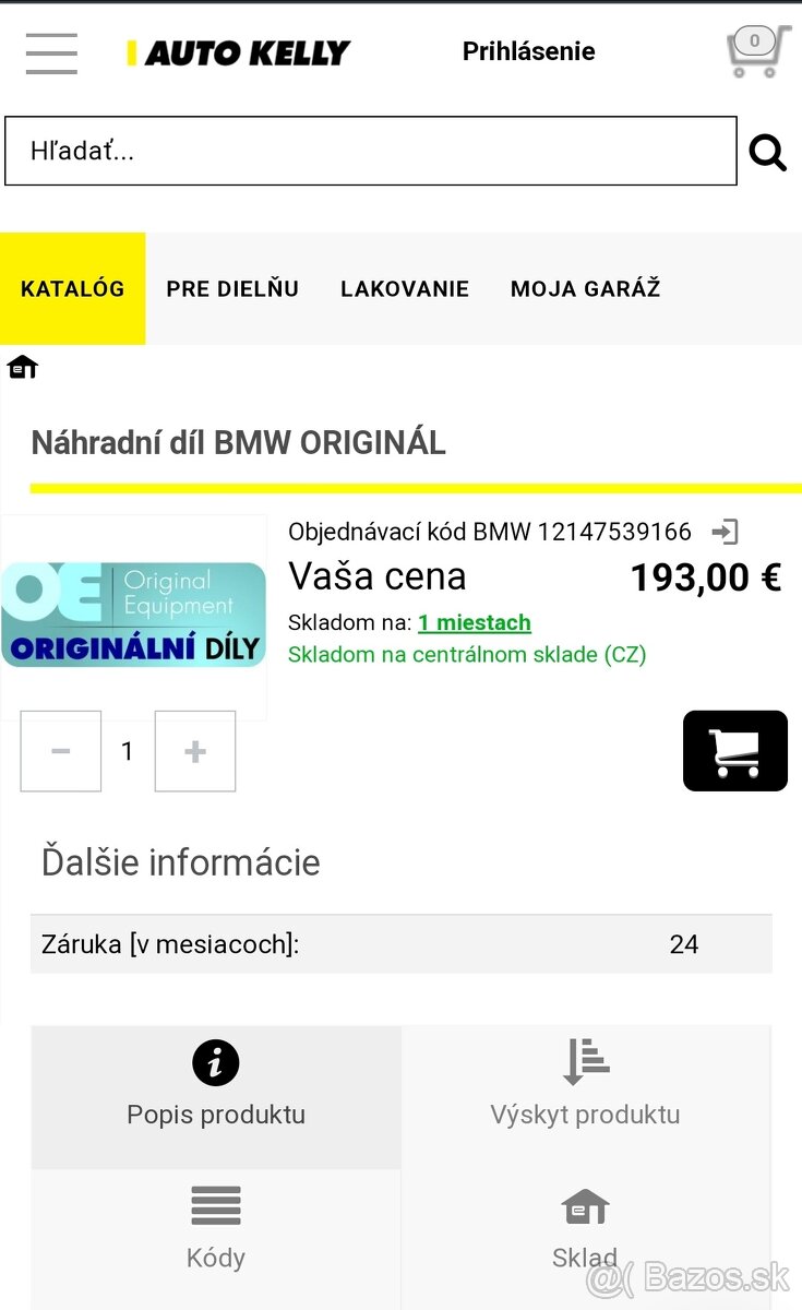 Predám originálny BMW snímač polohy vačkového hriadeľa