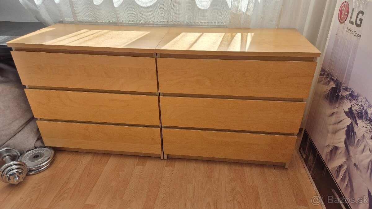 Predám komódy 2x3 šuflíky 80x78x48
