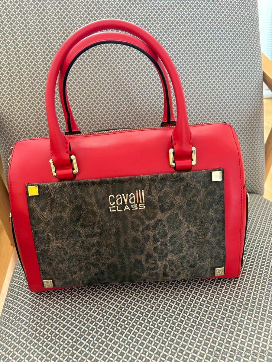 Luxusná kabelka Cavalli Class – červená s leopardím vzorom