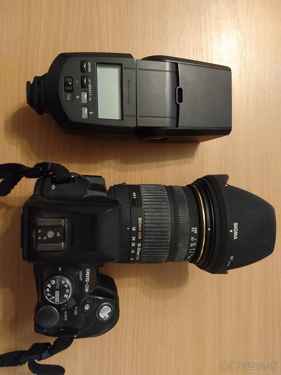 Sigma DC 18-50mm, Olympus E-500, Blesk Metz 48 AF-1