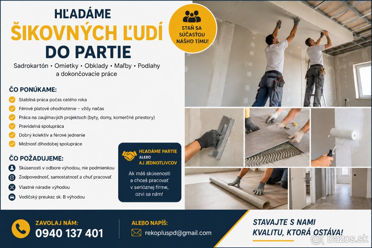 Hľadáme obkladačov – Prievidza