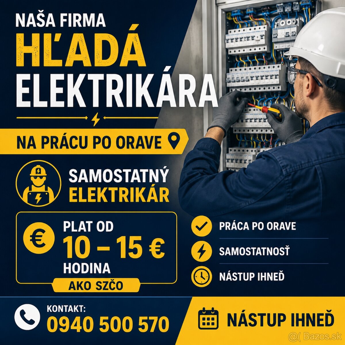 🚨 HĽADÁME ELEKTRIKÁRA OKRES TS
