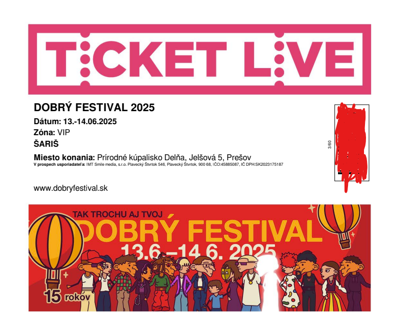 Predám 2x VIP lístok na prešovský Dobrý Festival