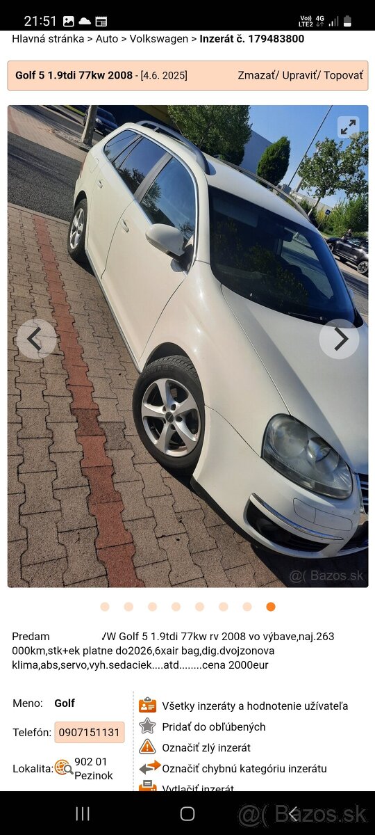 Vw Golf 5 combi 1.9tdi 77kw