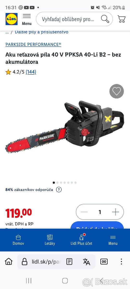 Parkside Performance PPKSA 40-Li B2 motorova pila 5r zaruka