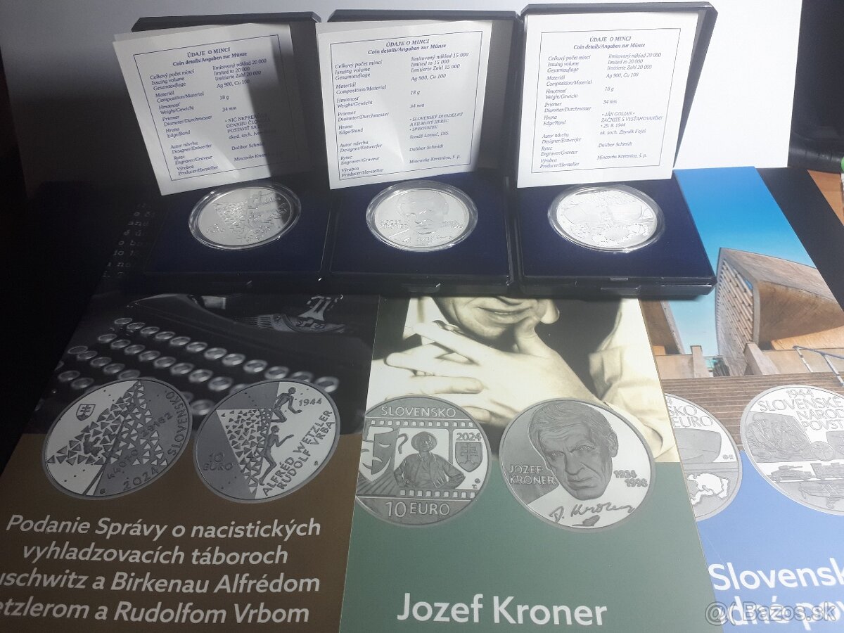 3 x proof 10€ Slovensko 2024