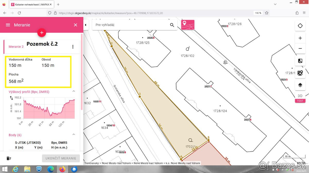 Stavebný pozemok na predaj 568m2 v Novom Meste nad  Váhom