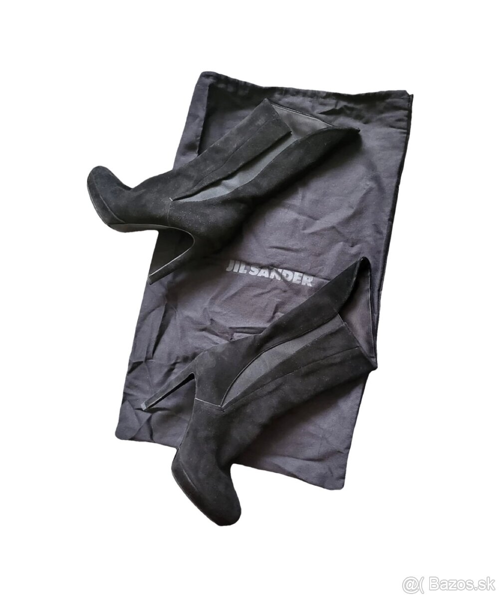 Kožené čierne Jil Sander čižmy