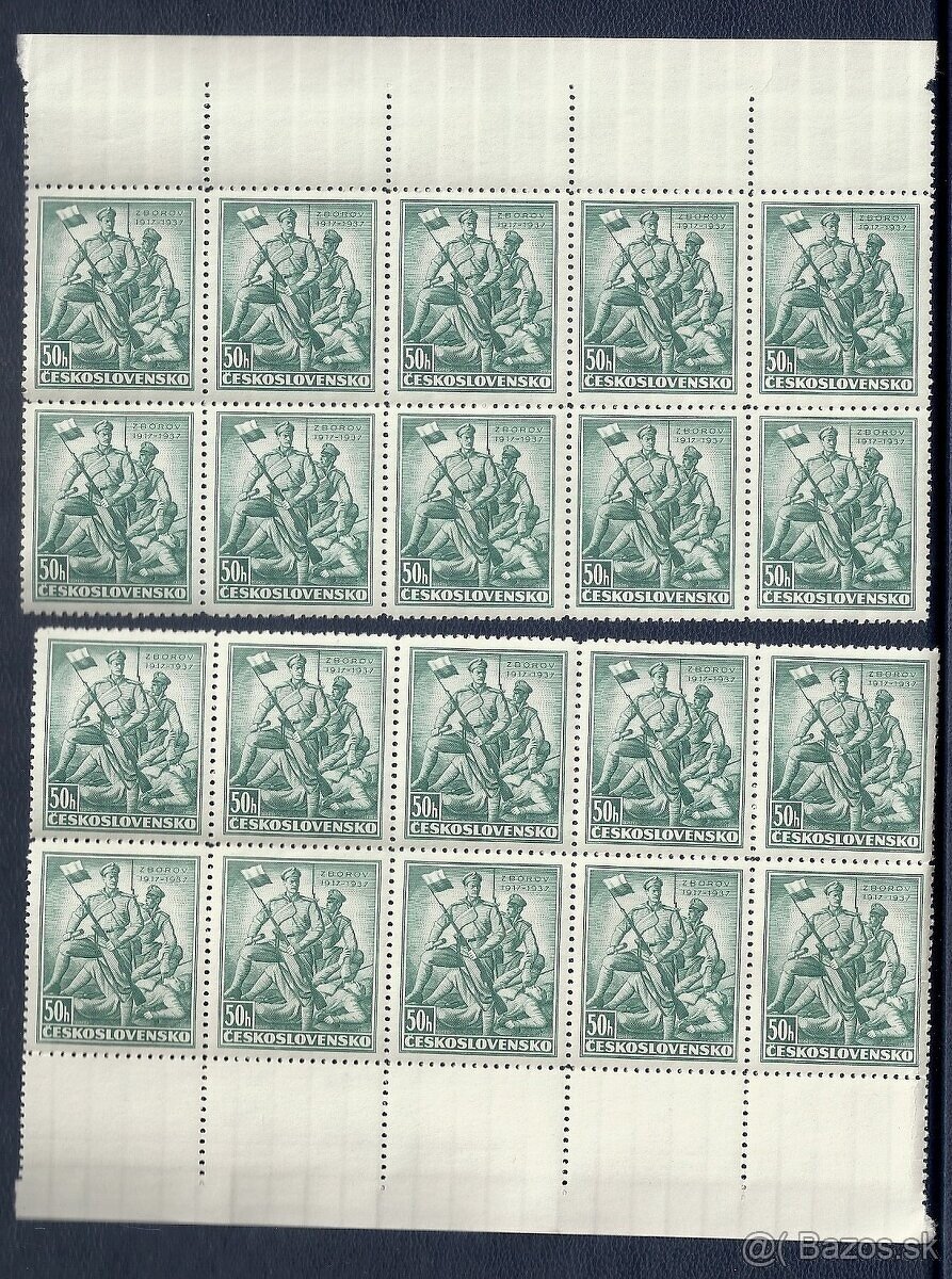 Známky, bloky Zborov 1937, ČSR I
