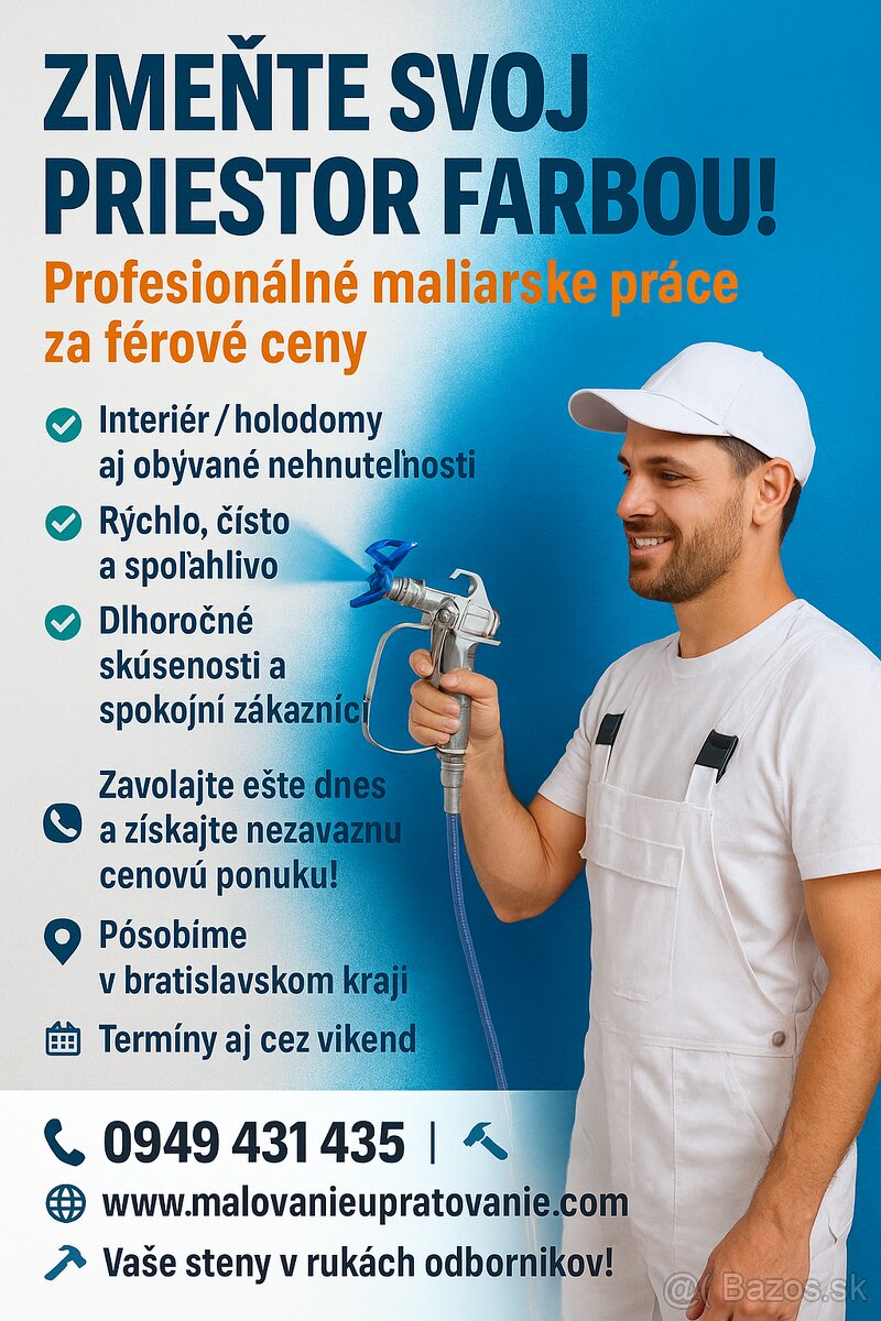 MALIARSKE PRÁCE / MALIAR / Airless striekanie interiérov