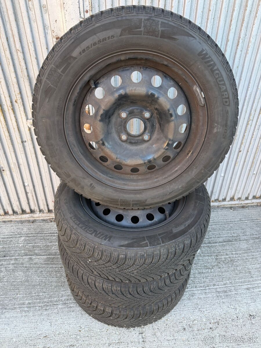 Zimne pneumatiky 185/65 R15 na diskoch 4x100 i20/Rio