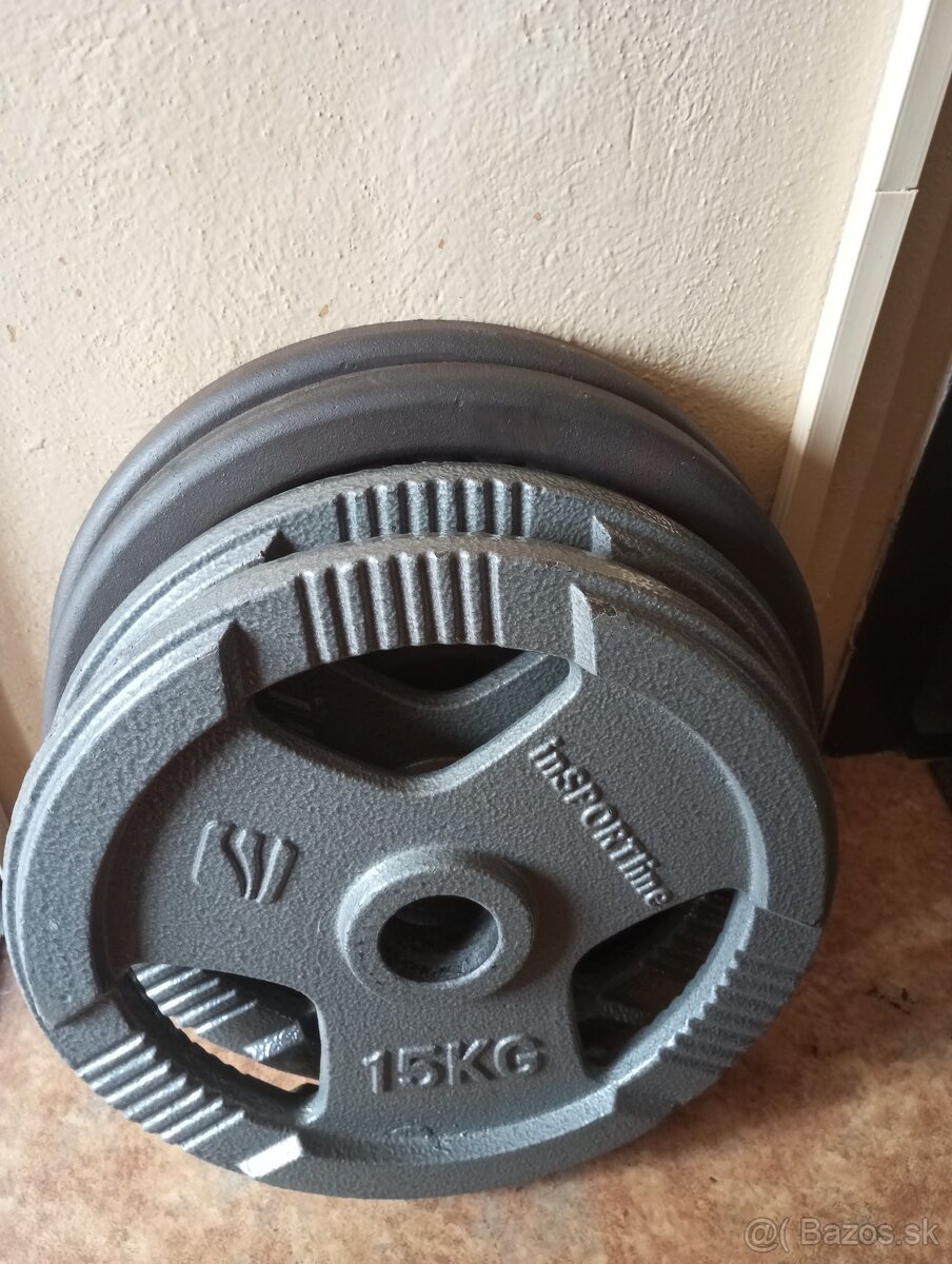 Liatinové olympijské kotúče INSPORTLINE 2x15 kg/50mm - NOVÉ
