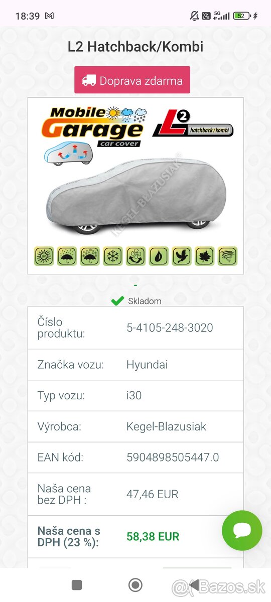 Predám kvalitnú autoplachtu  na Hyundai i30