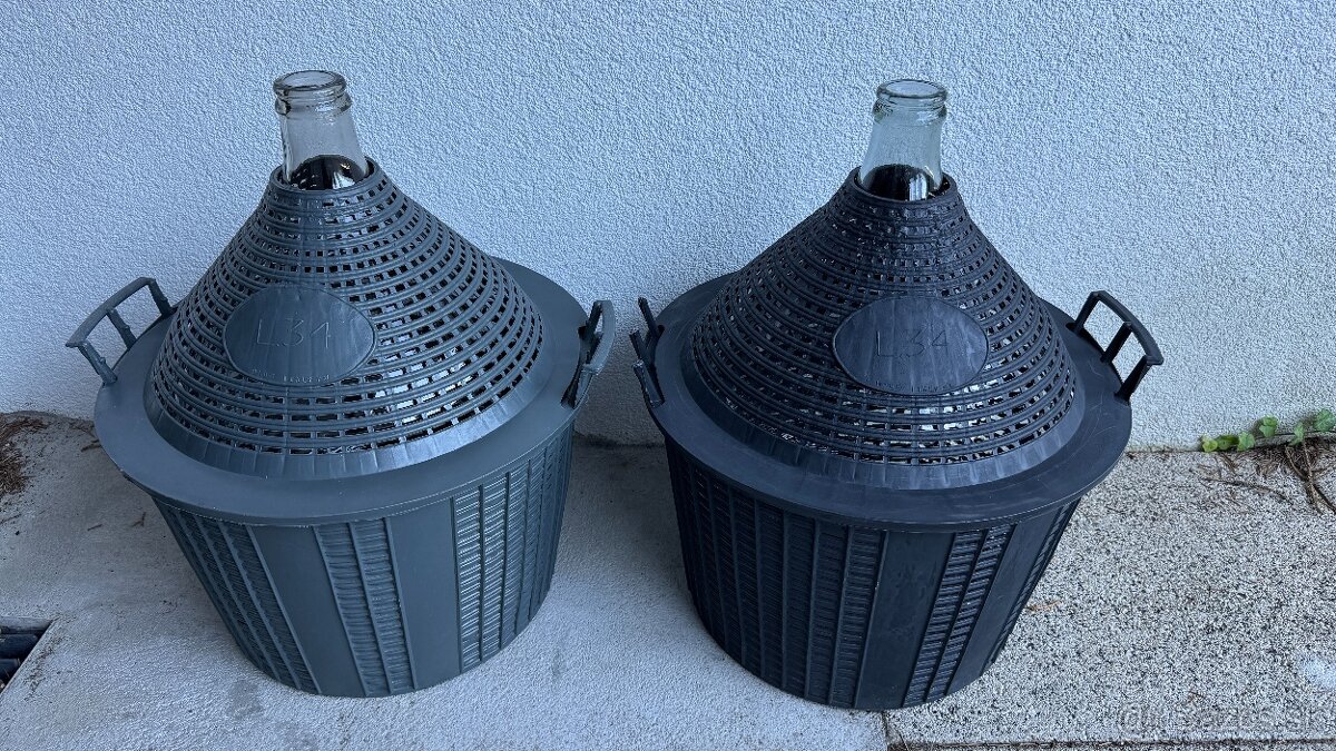 2X demižón 34L, sklenený, v plastovom obale