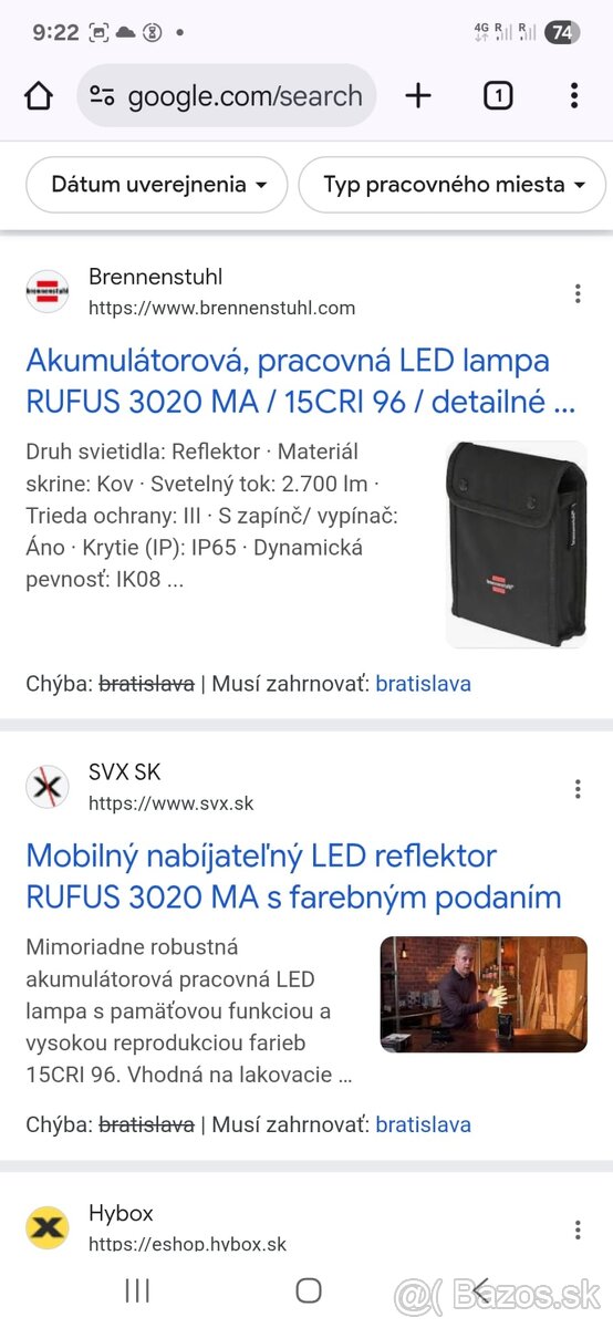 Akumulatorova pracovná lampa