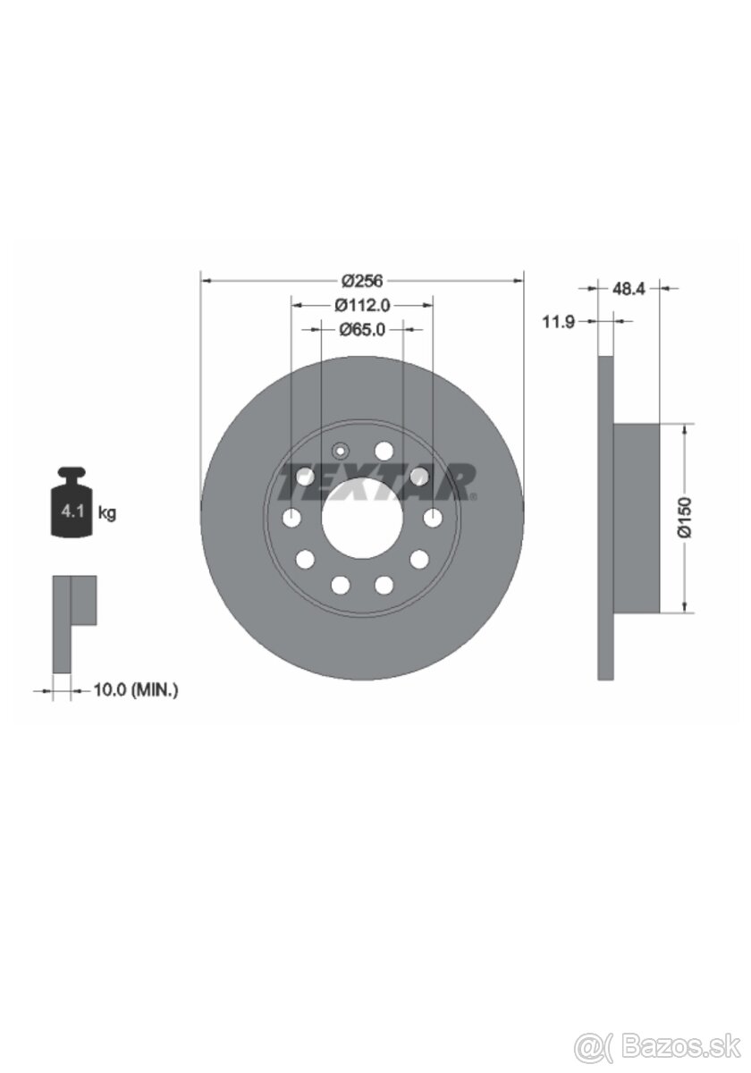 TEXTAR 92121103 PRO Brzdové kotúče