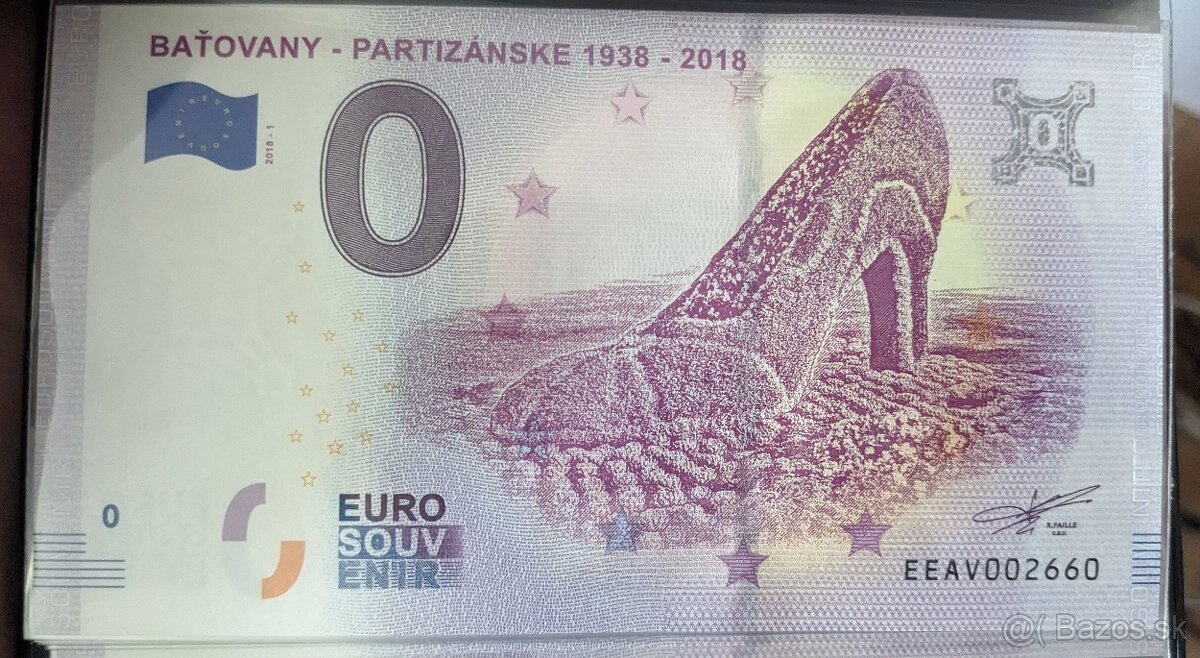 Predám 0 euro bankovku Baťovany z roku 2018
