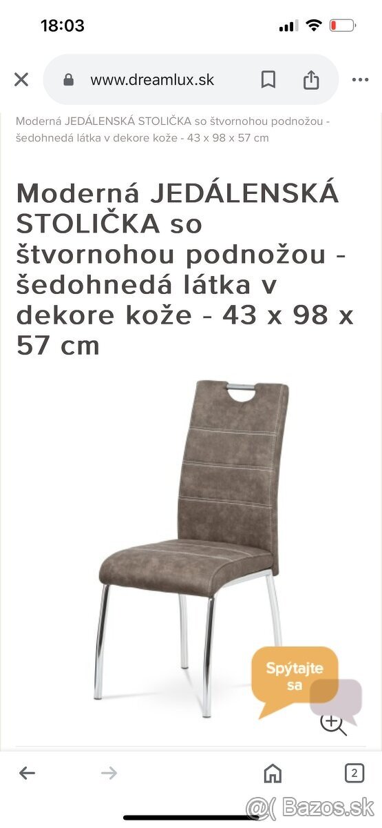 jedálenské stoličky