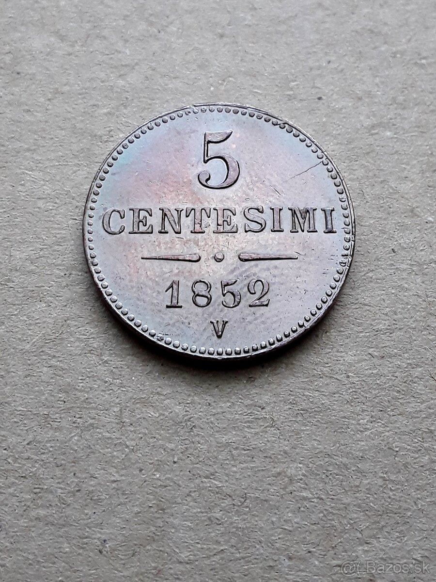 5 centesimi 1852 V