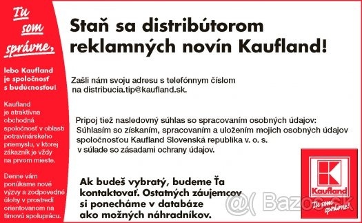 Distribútor reklamných novín Kaufland - PARCHOVANY