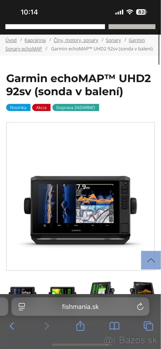 Sonar Garmin EchoMap UHD2 92sv