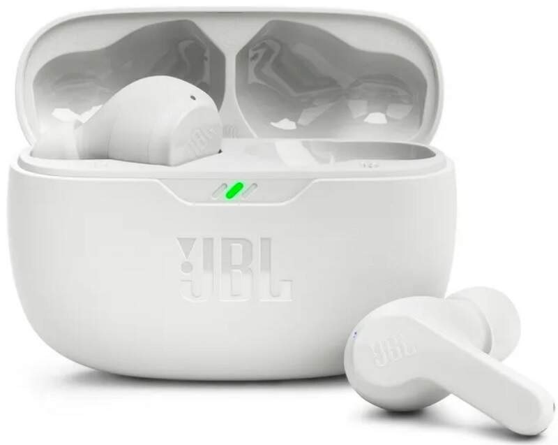 Bezdrôtové slúchadlá s mikrofónom JBL wave Beam biele