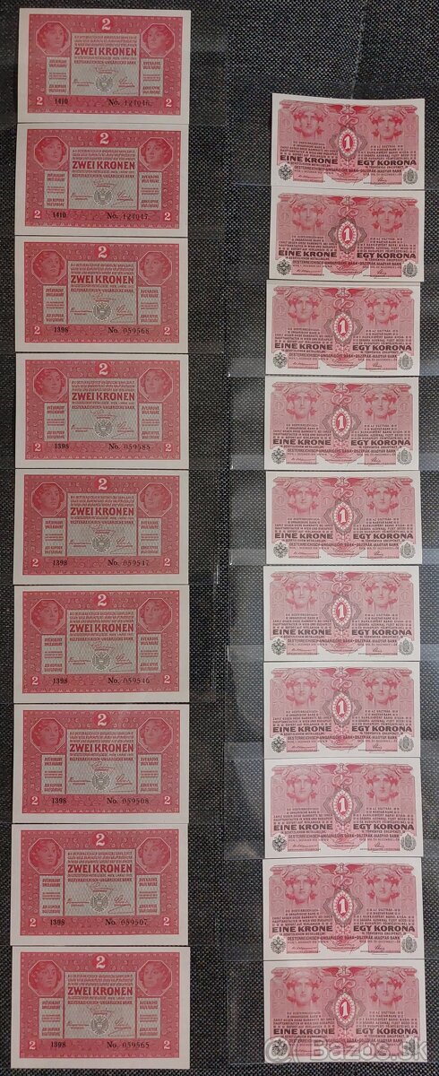 1 KORUNA 1916 RU A 2 KORUNA 1917 RU - BEZ PRETLAČE - UNC