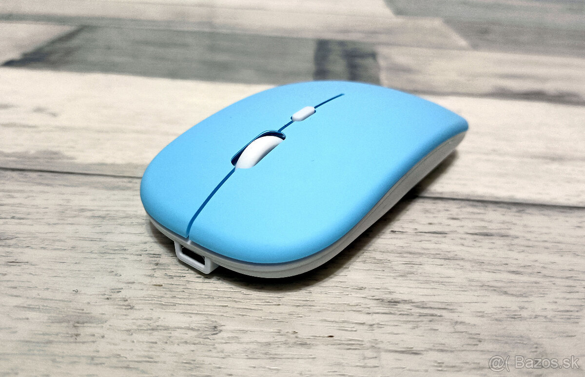 Bezdrôtová nabíjateľná bluetooth myš - svetlomodrá