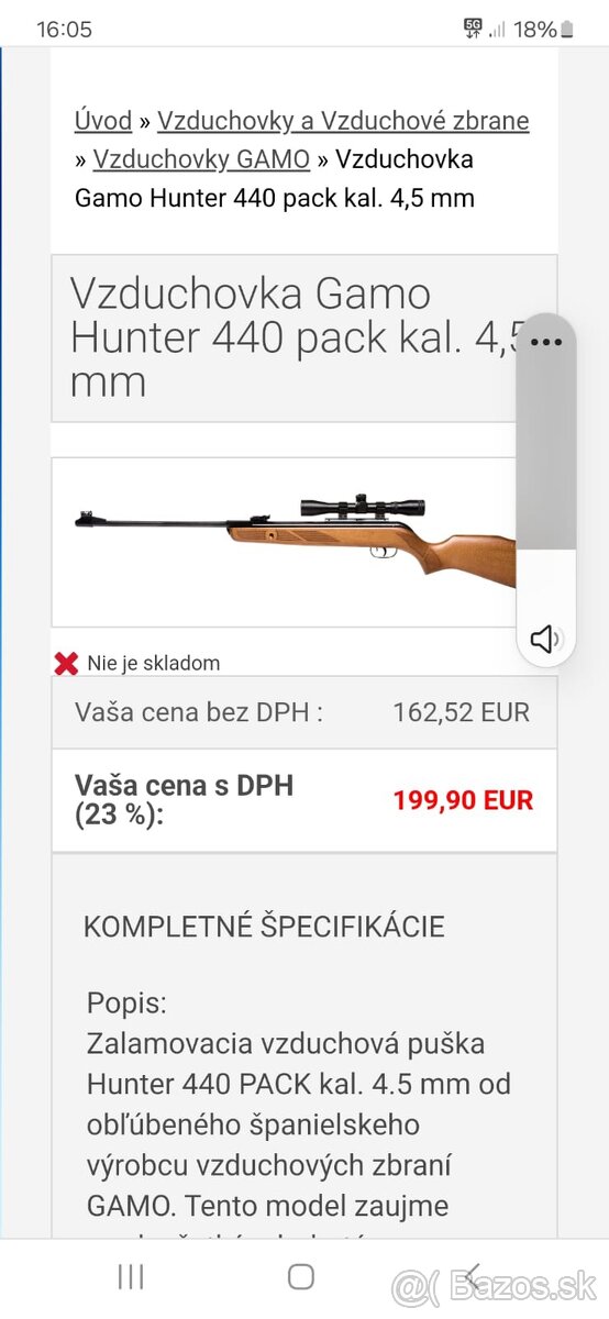 Vzduchovka Gamo Hunter 440 kal. 4,5 mm