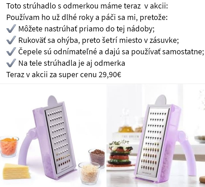 Tupperware strúhadlo s odmerkou, nové